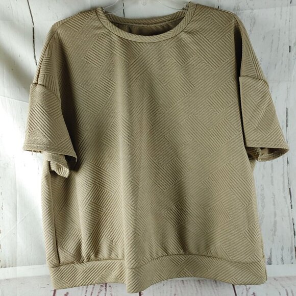 Shein Curve Plus Size 4XL Tan Textured 2pc Outfit Pant Set - Picture 3 of 15